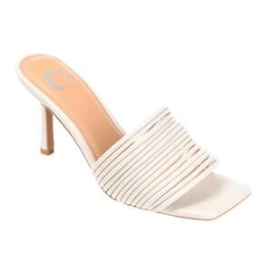 Journee Women's Calliope Strappy Stiletto Heel Slip On Sandals Off White Size 9